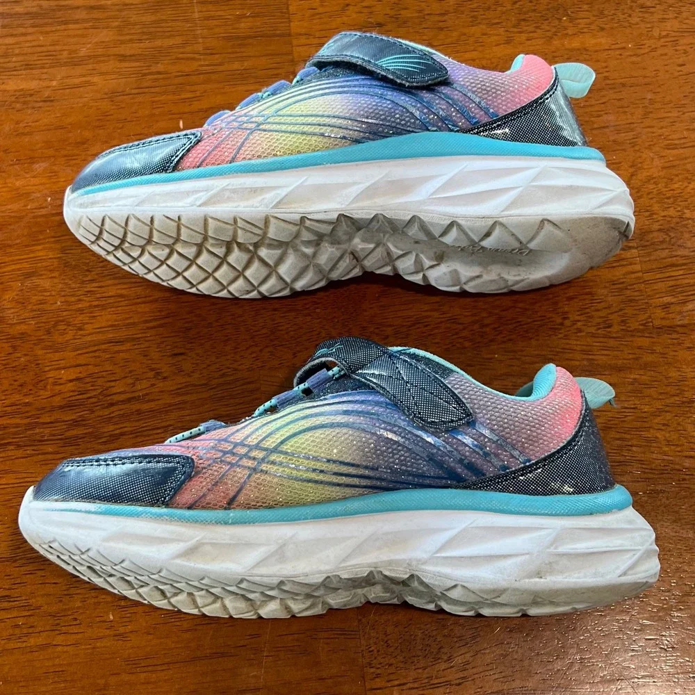 Dream Pairs Kids Youth Rainbow Glitter Sneakers Elastic Velcro‎ Athletic Size 1